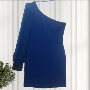 💞 10 | Rare | One Shoulder Long Sleeve Rhinestone Wrist Dress